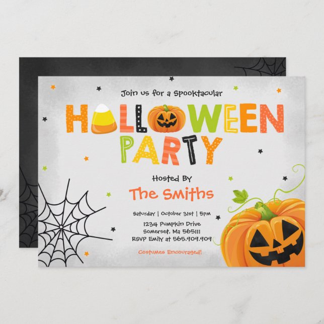 Invitation Parti de la petite Halloween spooktaculaire (Devant / Derrière)