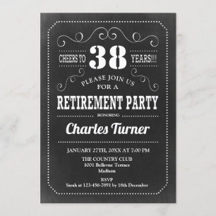 Invitation Parti de la retraite - Chalkboard noir Motif blanc