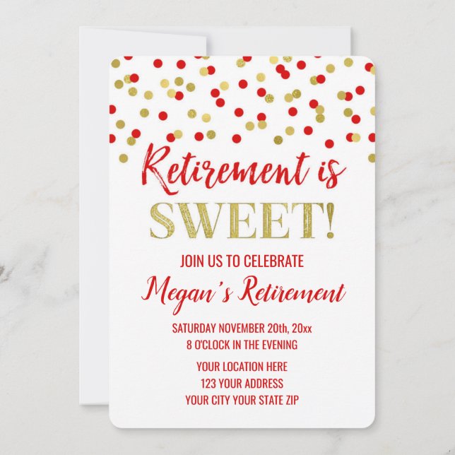 Invitation Parti de la retraite Confetti de la Parties scinti (Dos)