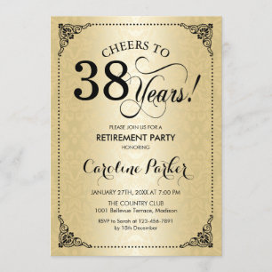 Invitation Parti de la retraite - Damas noir d'or
