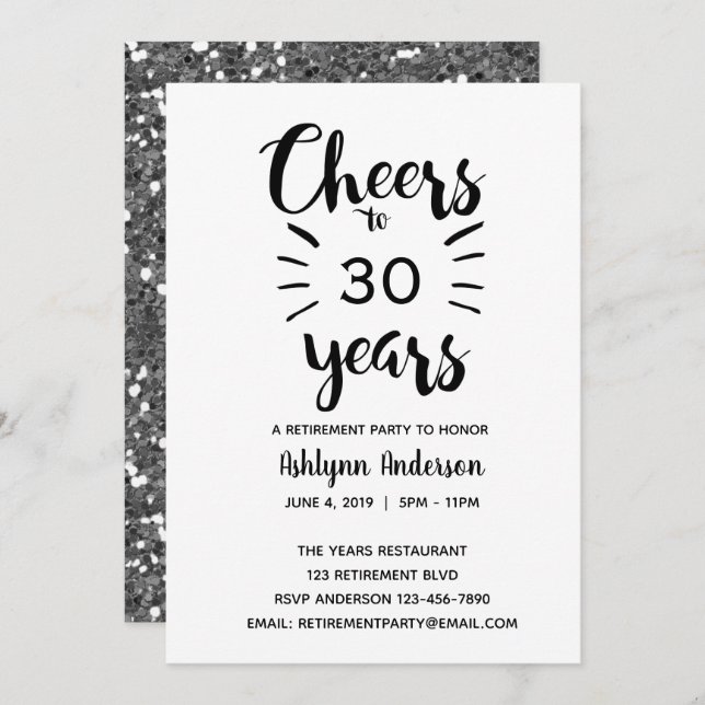 Invitation Parti de la retraite de la Parties scintillant d'a (Devant / Derrière)