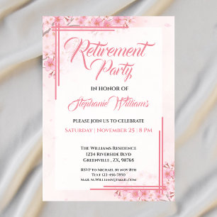 Invitation Parti de la retraite des femmes Élégant rose flora