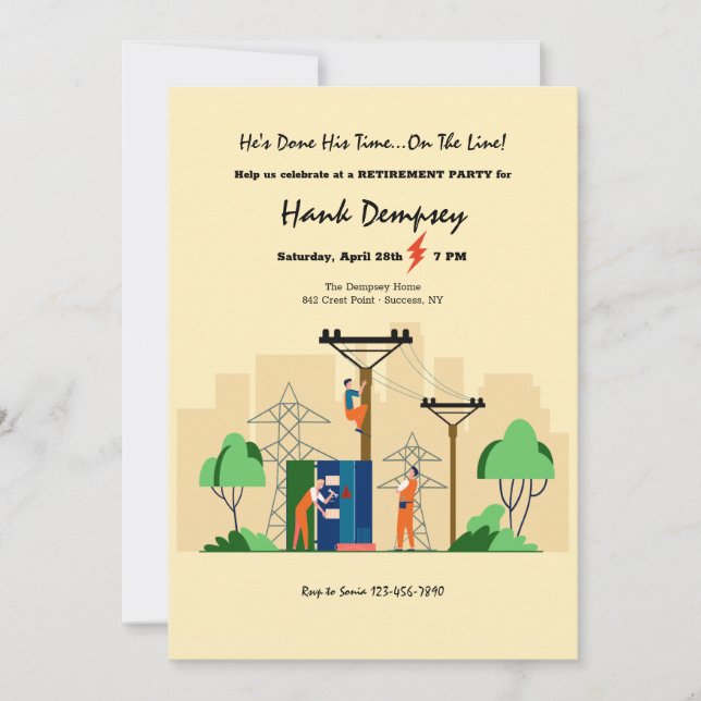 Invitation Parti de la retraite des travailleurs de ligne (Devant)