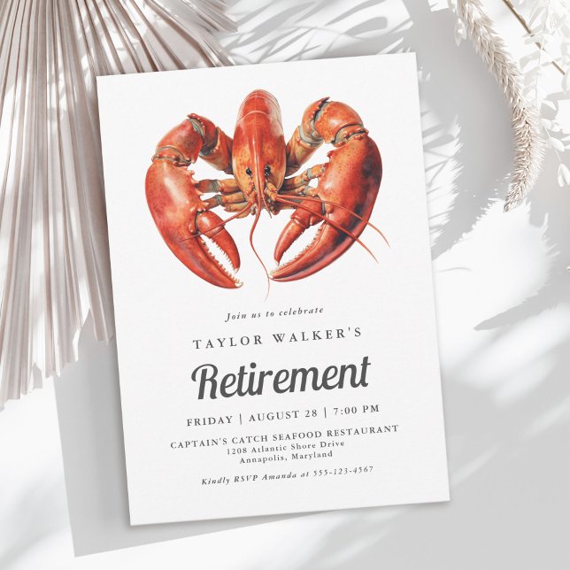 Invitation Parti de la retraite du homard de mer du Maine (Available in both printed and instant download digital formats.)