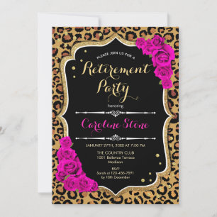 Invitation Parti de la retraite - Empreinte de léopard d'or n