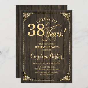 Invitation Parti de la retraite - Gold Rustic Wood