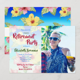 Invitation Parti de la retraite Hibiscus de fleurs tropicales