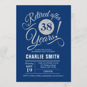 Invitation Parti de la retraite - Marine Blue Silver