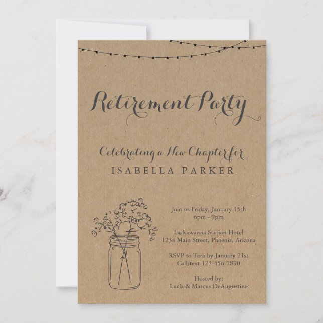 Invitation Parti de la retraite| Papier Russe Kraft (Devant)