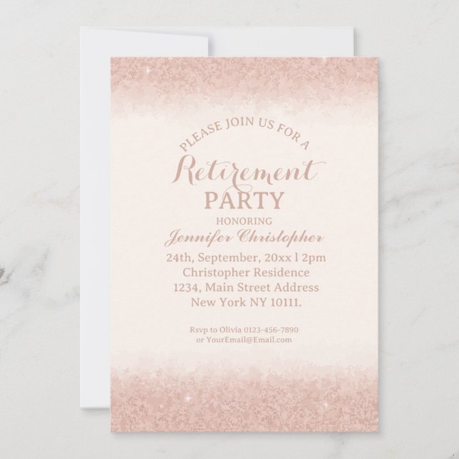Invitation Parti de la retraite rose Gold (Devant)