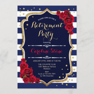 Invitation Parti de la retraite - Roses de la Navy Blue White