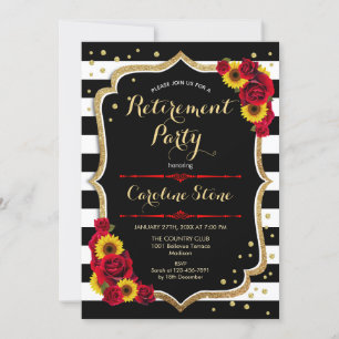 Invitation Parti de la retraite - Roses de tournesols