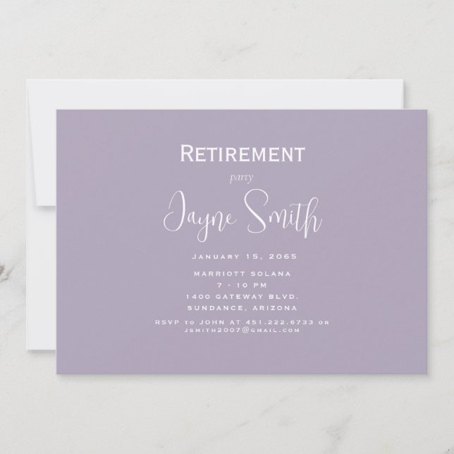 Invitation Parti de la retraite simple Lavender (Devant)