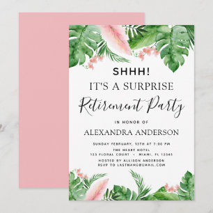 Invitation Parti de la retraite surprise Flore de palmiers tr