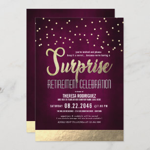 Invitation Parti de la retraite surprise tendance rose/or
