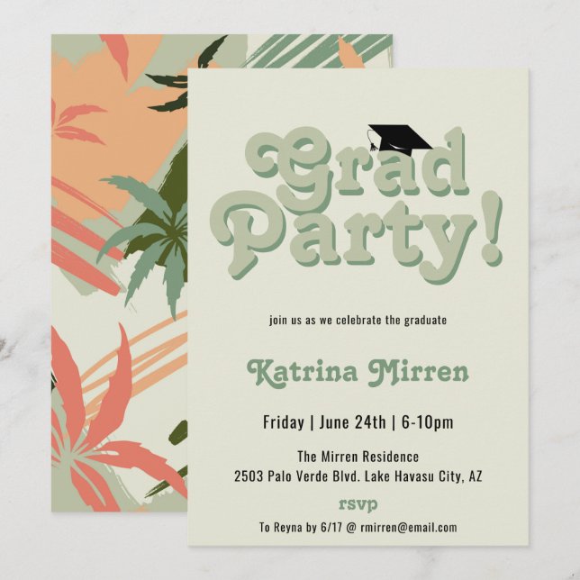 Invitation Parti de la rétro-Cool (Devant / Derrière)