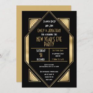 Invitation Parti de la réveillon du Nouvel An noir d'or des a