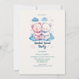 Invitation Parti de la révélation de genre deux Nounours