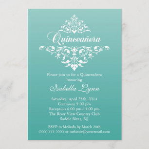 Invitation Parti de l'élégant parti Blue Ombre Quinceañera Tu