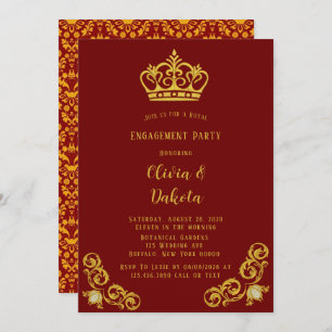 Invitation Parti de l'engagement des Mariages royaux rouge et