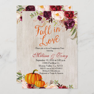Invitation Parti de l'engagement Rustic Shower Citrouille d'a