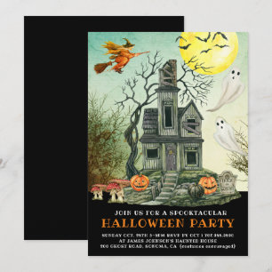 Invitation Parti de l'Halloween de la maison hantée de Spookt