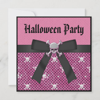 Invitation Parti de l'Halloween rose et noir