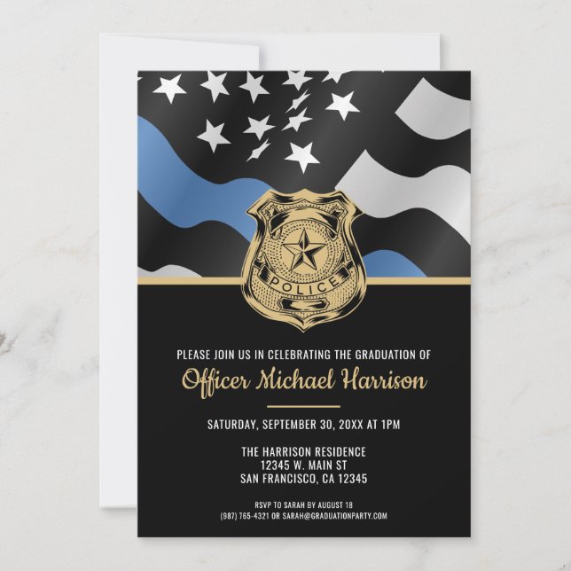 Invitation Parti de l'obtention d'un diplôme d'officier de po (Devant)