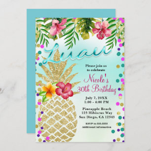 Invitation Parti de Luau pour l'ananas et les Feuilles tropic