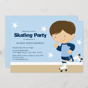 Invitation Parti de patinage  Brunette