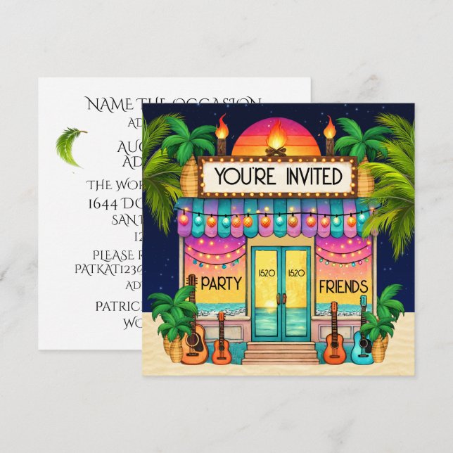 INVITATION PARTI DE PLAGE (Devant / Derrière)