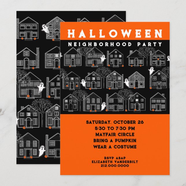 Invitation Parti de quartier Halloween (Devant / Derrière)