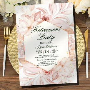 Invitation Parti de retraite à cadre floral flush