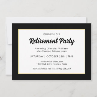 Invitation Parti de retraite à cadre noir d'entreprise modern