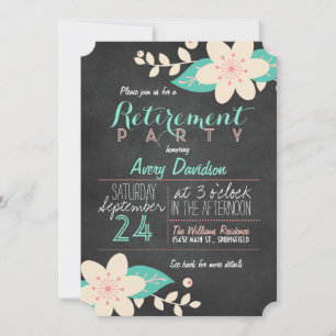 Invitation Parti de retraite à tableau noir rose turquoise