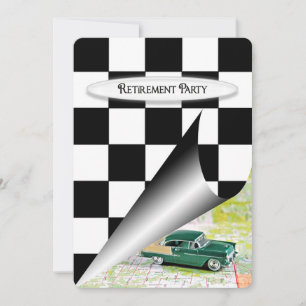Invitation Parti de retraite avec vieille voiture