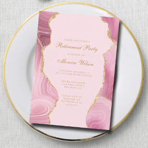 Invitation Parti de retraite chic Pink Gold Agate