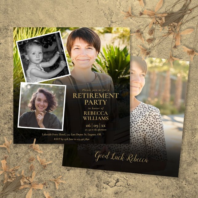 Invitation Parti de retraite de collection de photos modernes (Modern Photo Collage Retirement Party Invitation)