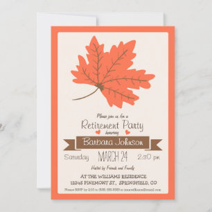 Invitation Parti de retraite de la feuille d'automne Brown et