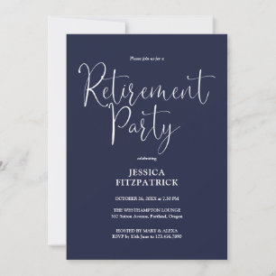 Invitation Parti de retraite de la marine Blue Modern Script