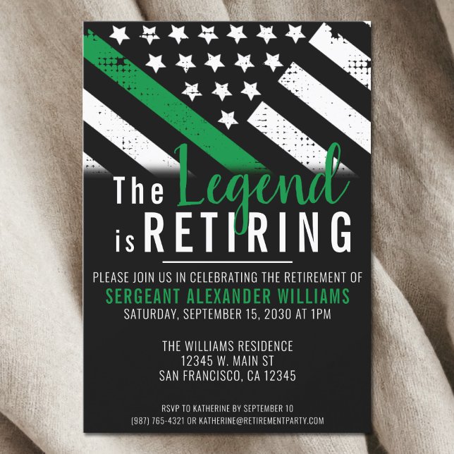 Invitation Parti de retraite de l'armée de la ligne verte min (Military Thin Green Line Army Retirement Party Invitation)