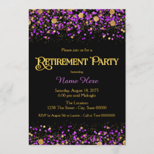 Invitation Parti de retraite de Parties scintillant violet et