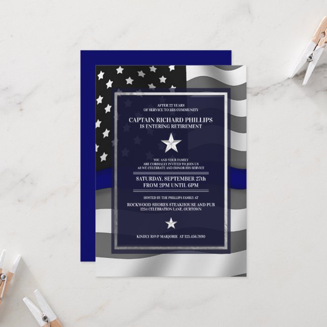 Invitation Parti de retraite des agents de police (Devant/Arrière en situation)