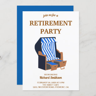 Invitation Parti de retraite des chaises de plage Blue Strand