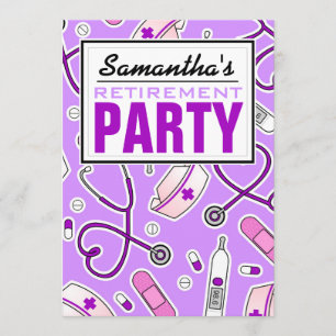 Invitation Parti de retraite des infirmières Purple