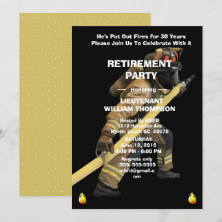 Invitation Parti de retraite des pompiers noirs et d'or