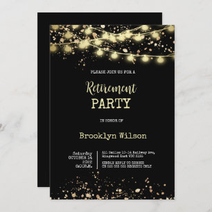 Invitation Parti de retraite élégant Noir et Or