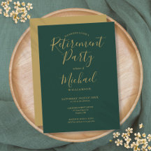 Parti de retraite Emerald Green et Gold Script
