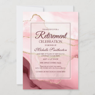 Invitation Parti de retraite en marbre d'or rose de Bourgogne
