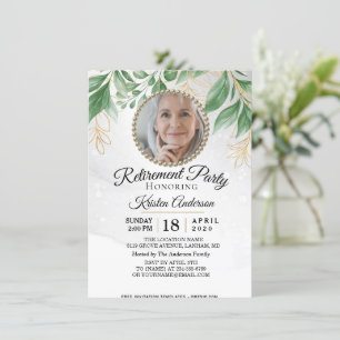 Invitation Parti De Retraite Eucalyptus Et Gold Foliage